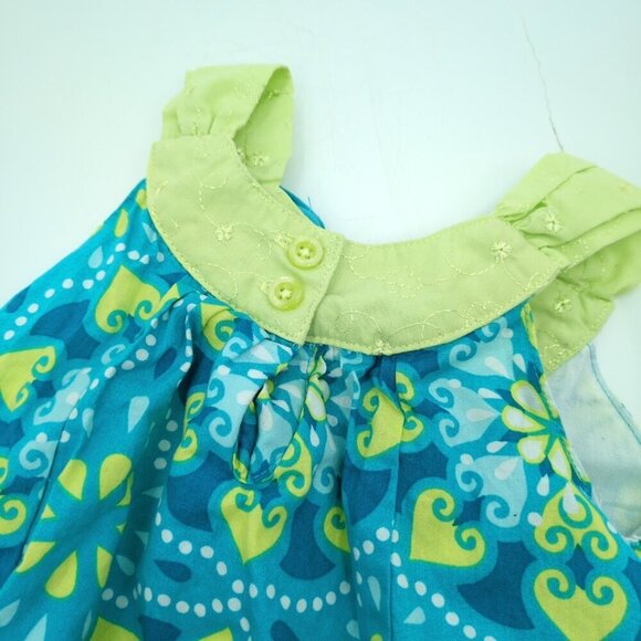 Penelope Mack Sun Dress‎ 18 Mos Cotton Heart Green and Blue Family Photo Church - Picture 5 of 8